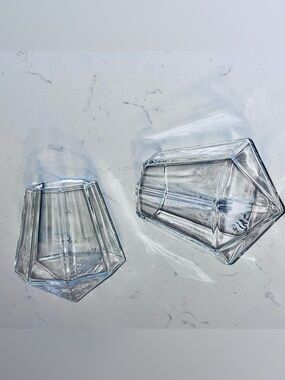 Dragon Glassware diamond-shaped wine, rocks glasses, set of 2 hold 10oz.